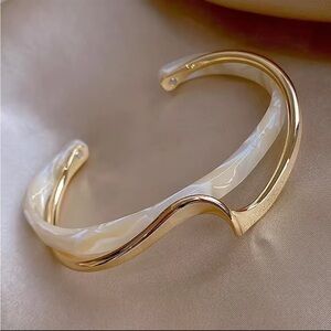 2 color cuff Gold and Cream Women's Bracelet